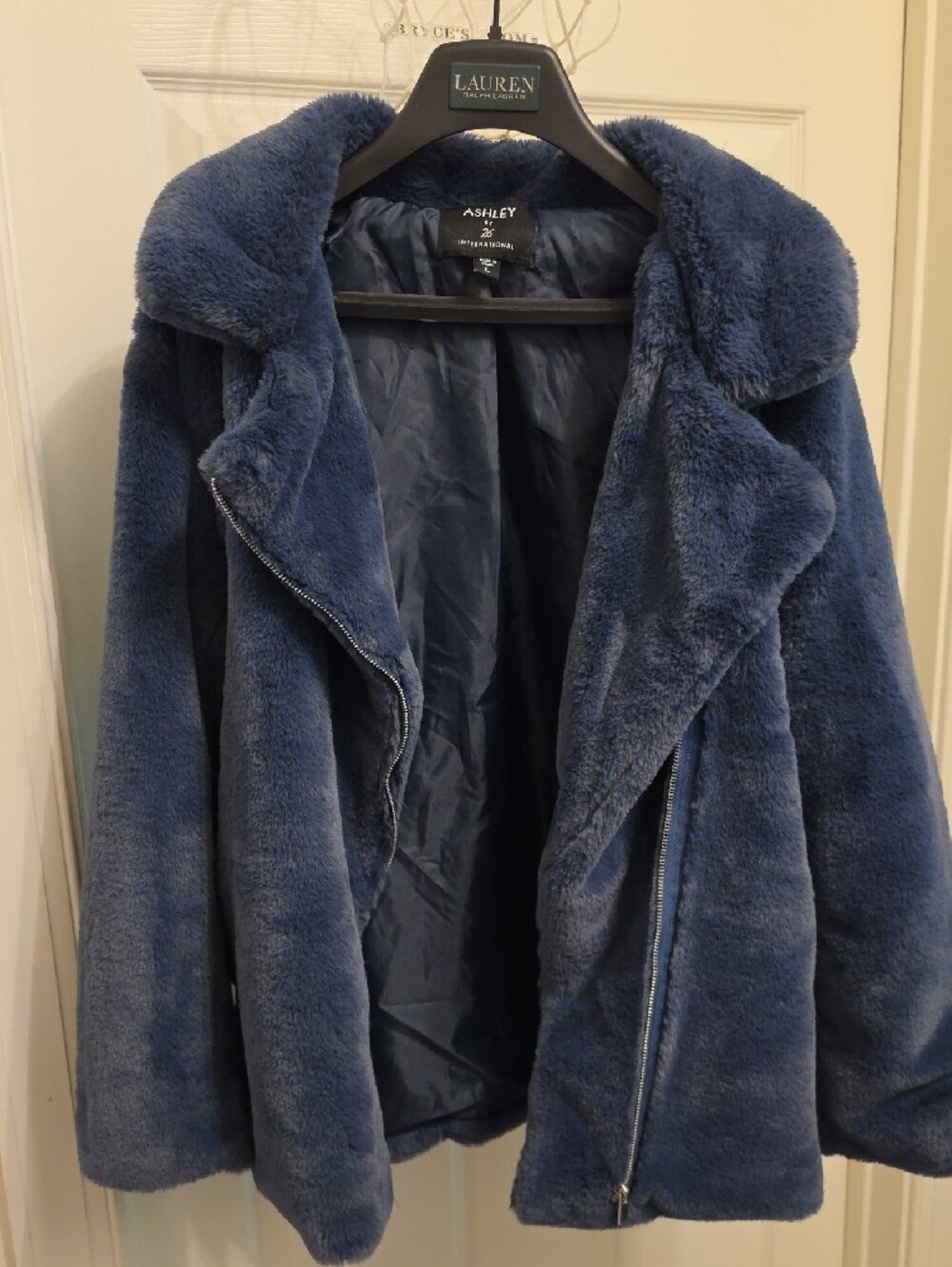 Ashley By 26 International Plush Teddy Jacket in Deep Blue - Picture 6 of 6